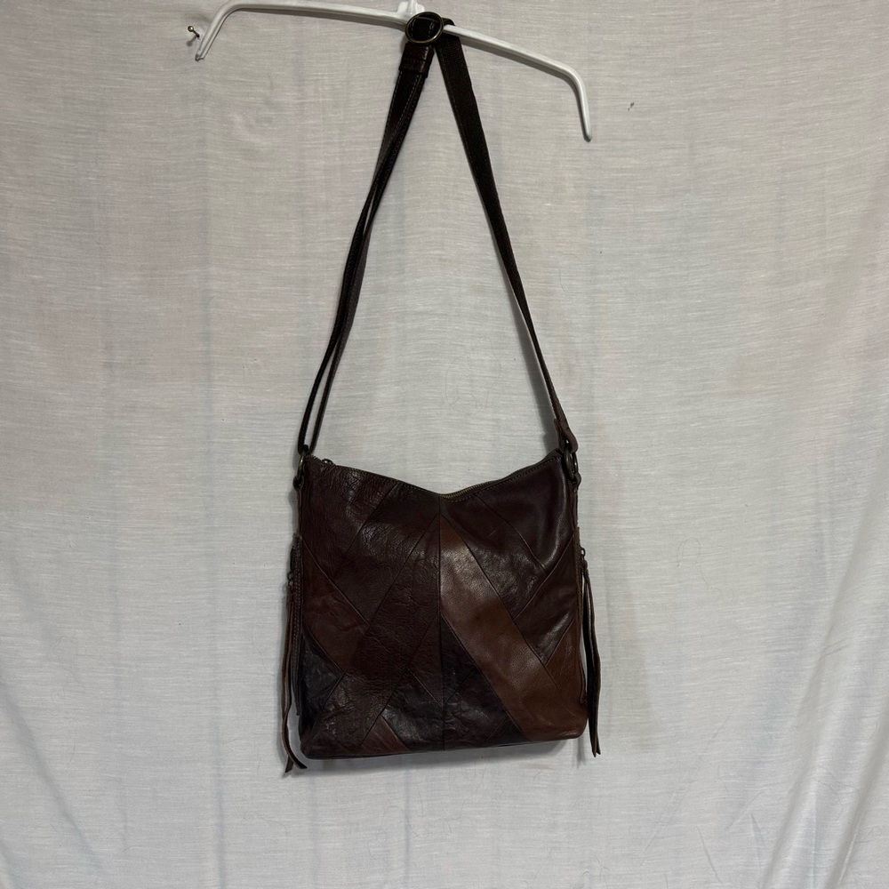 Lucky Brand Brown Patchwork Leather Crossbody Bag Boho